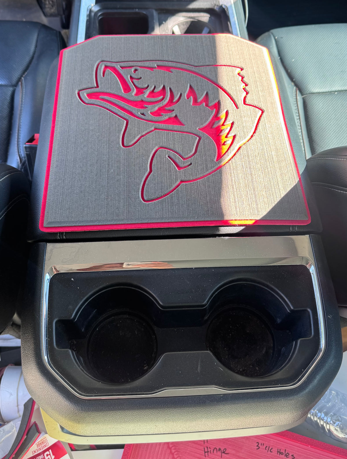 2022-2026 FORD F250/350 FULL CONSOLE RUGGED FOAM TOPPER (Grey/Red Bass)
